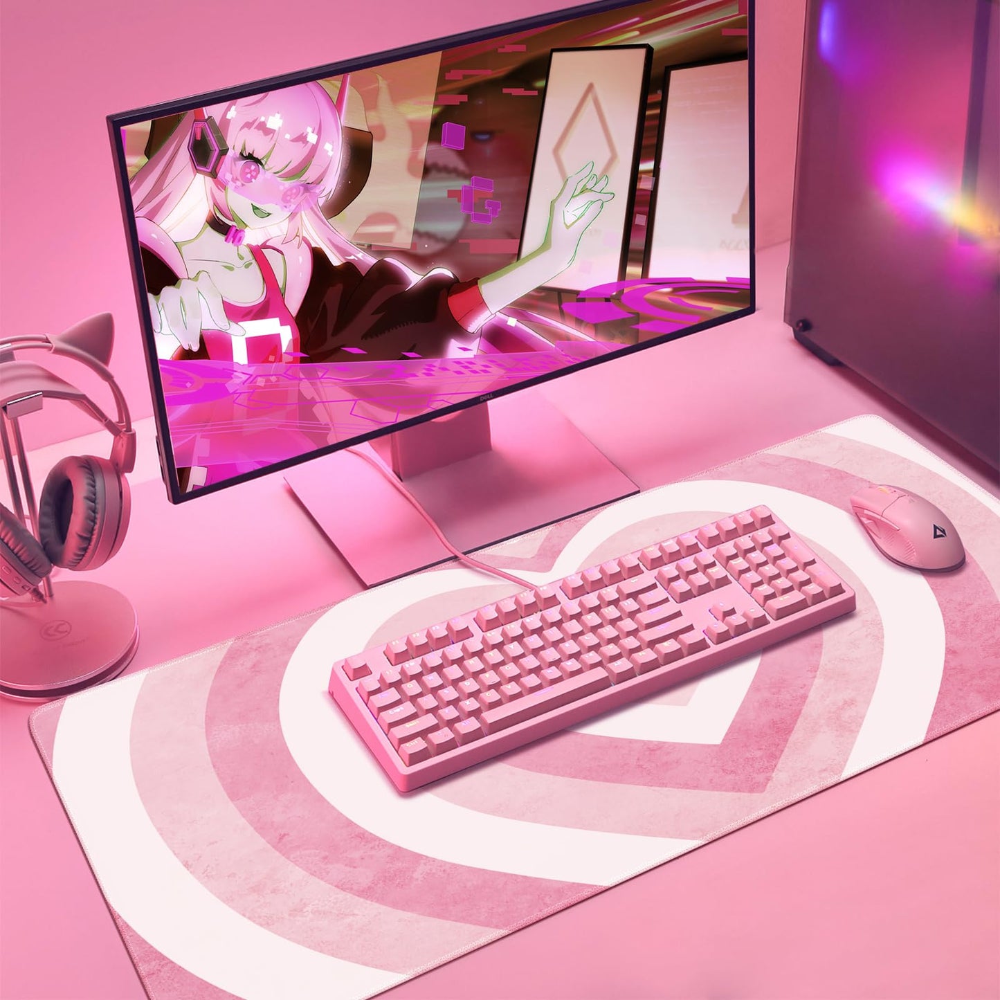 iLeadon Pink Desk Mat, Big Mouse Pad, XXL Extended Gaming Mouse Pad