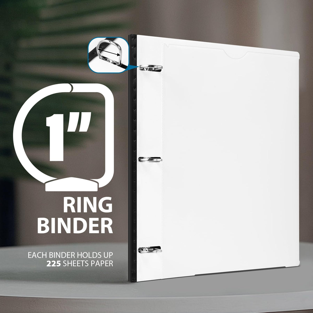 WOT I 1 Inch Telescoping 3 Ring Binder 12-Pack, Expandable Flexible Binder with Customizable Front