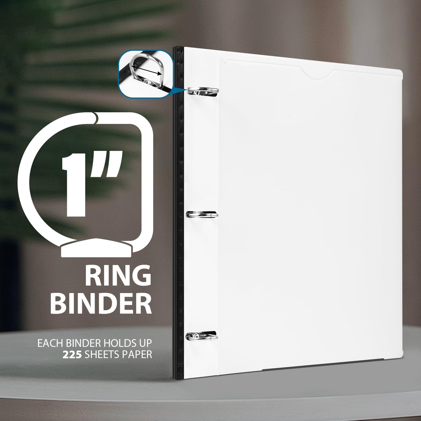 WOT I 1 Inch Telescoping 3 Ring Binder 4 Pack, Expandable Flexible Binder with Customizable Front