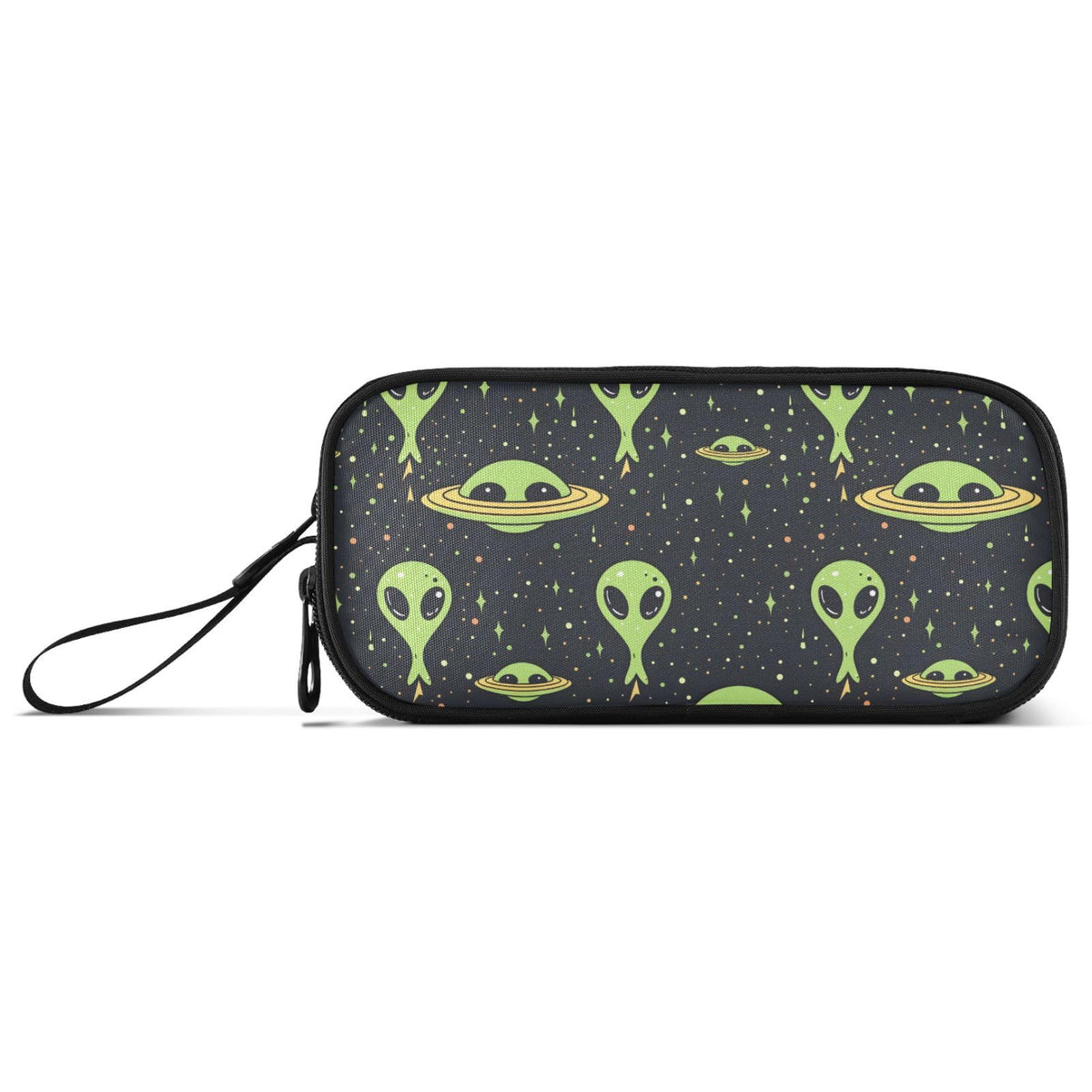 BOENLE Green Aliens Space Pencil Case Box Boys Girls Large Pencil Pouch Zipper Compartments Big