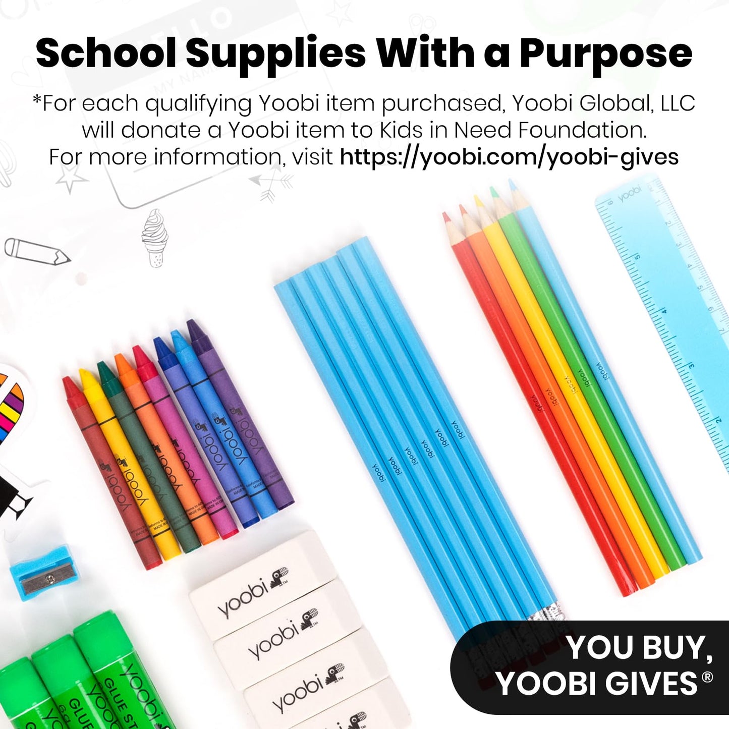 Yoobi 2 Inch 3-Ring Binders, 2 Pockets, PVC-Free, 500 Sheets, 4-Pack