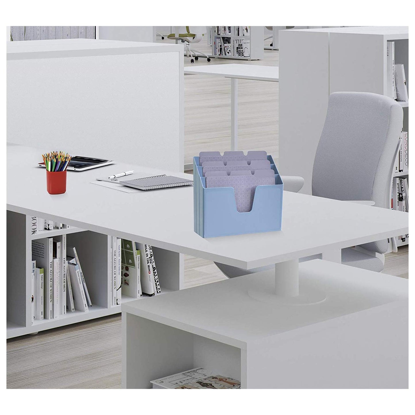 Acrimet Horizontal Triple File Folder Organizer Sorter, Letter Size, Blue