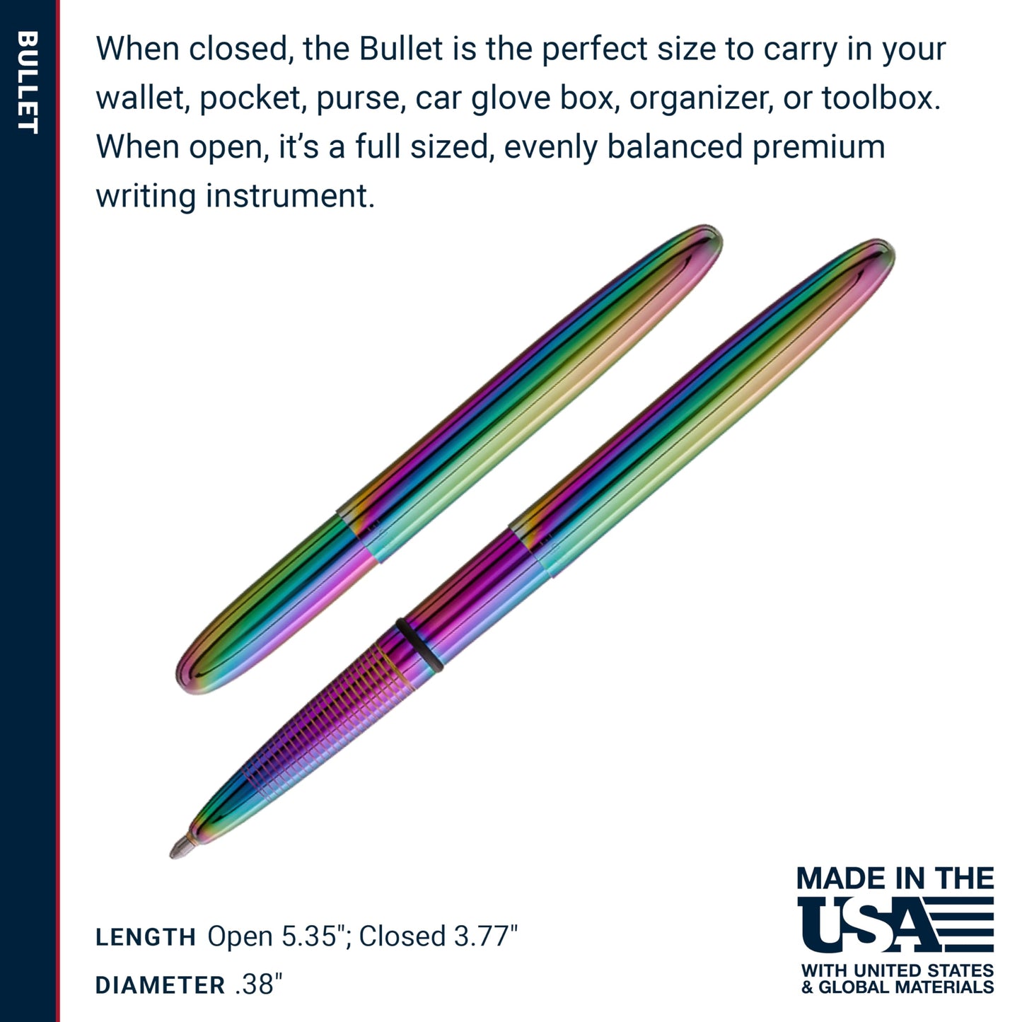 Fisher Space Pen Supernova Rainbow Titanium Nitride Ballpoint Bullet Pen