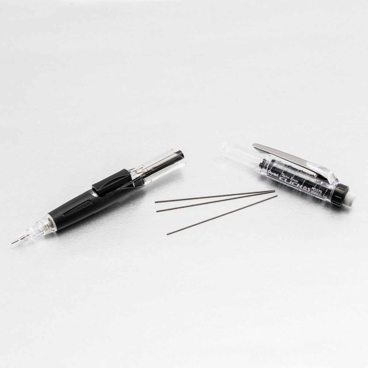Pentel Twist Erase CLICK Mechanical Pencil, Pack of 12, (0.5mm), Clear Barrel, Black Grip, Box of