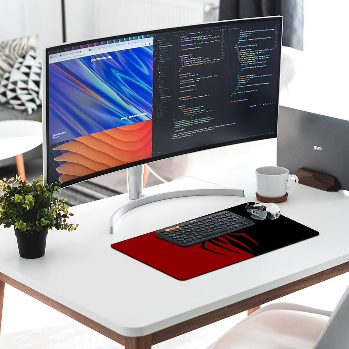 Keebik Gaming Mouse Pad, Spider Red Pattern Mouse Pad 11.8x23.6Inch Large Extended Computer Mouse
