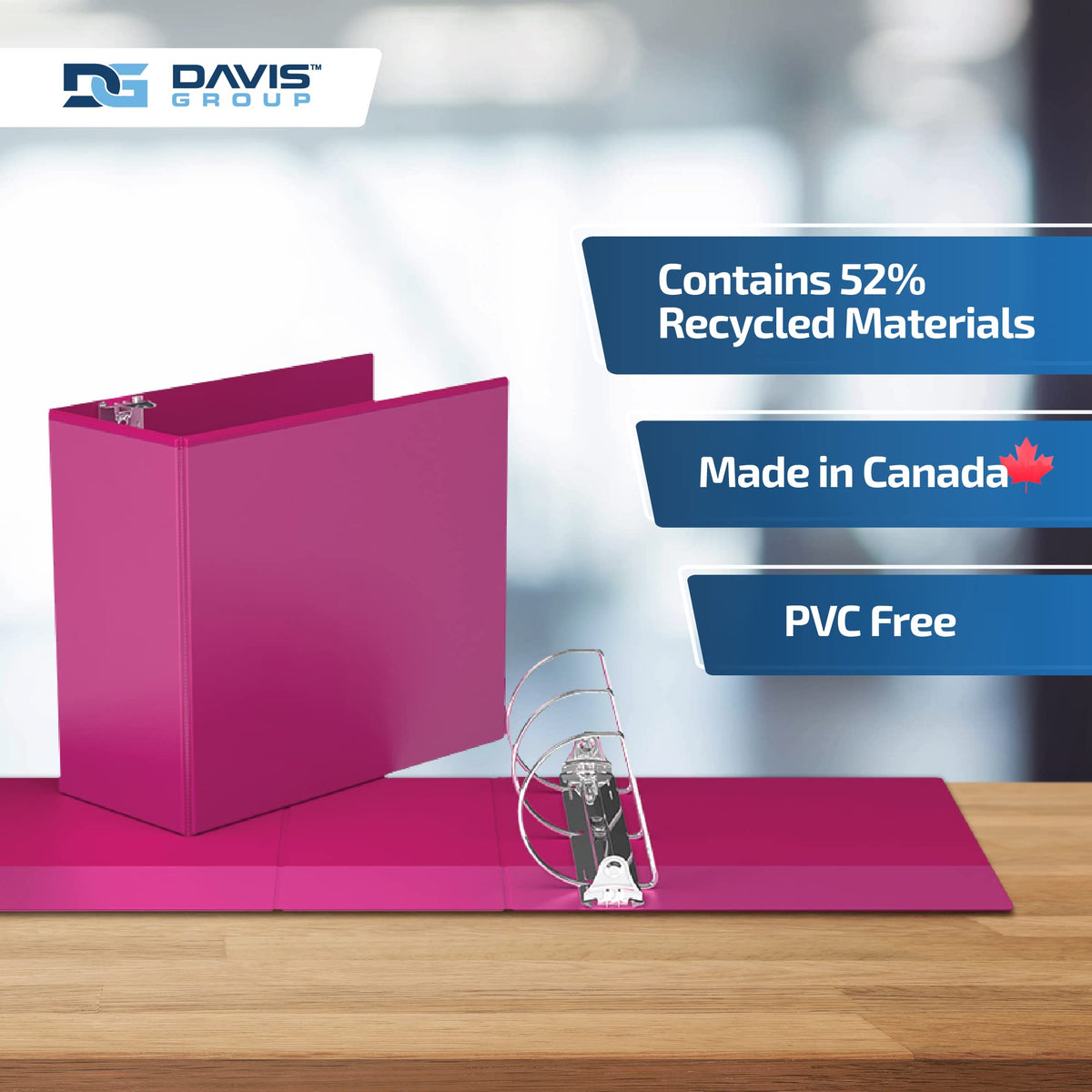 Easyview 3-Ring Binder, Clear-View Cover, 5" D Rings, Pink, 4 Pack