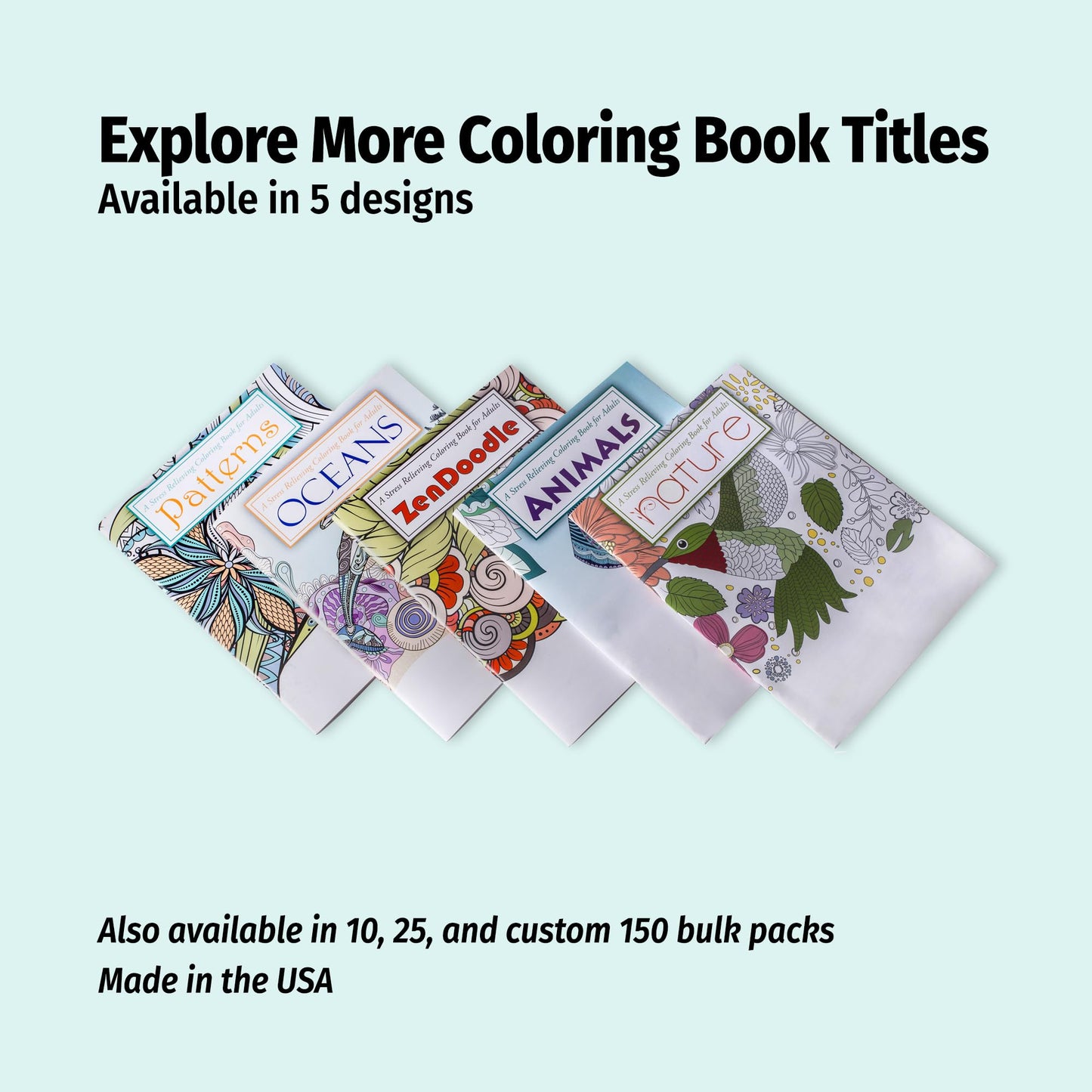 ZOCO – Adult Coloring Books with Colored Pencils (2-Pack Bundle) – Oceans and Patterns – for