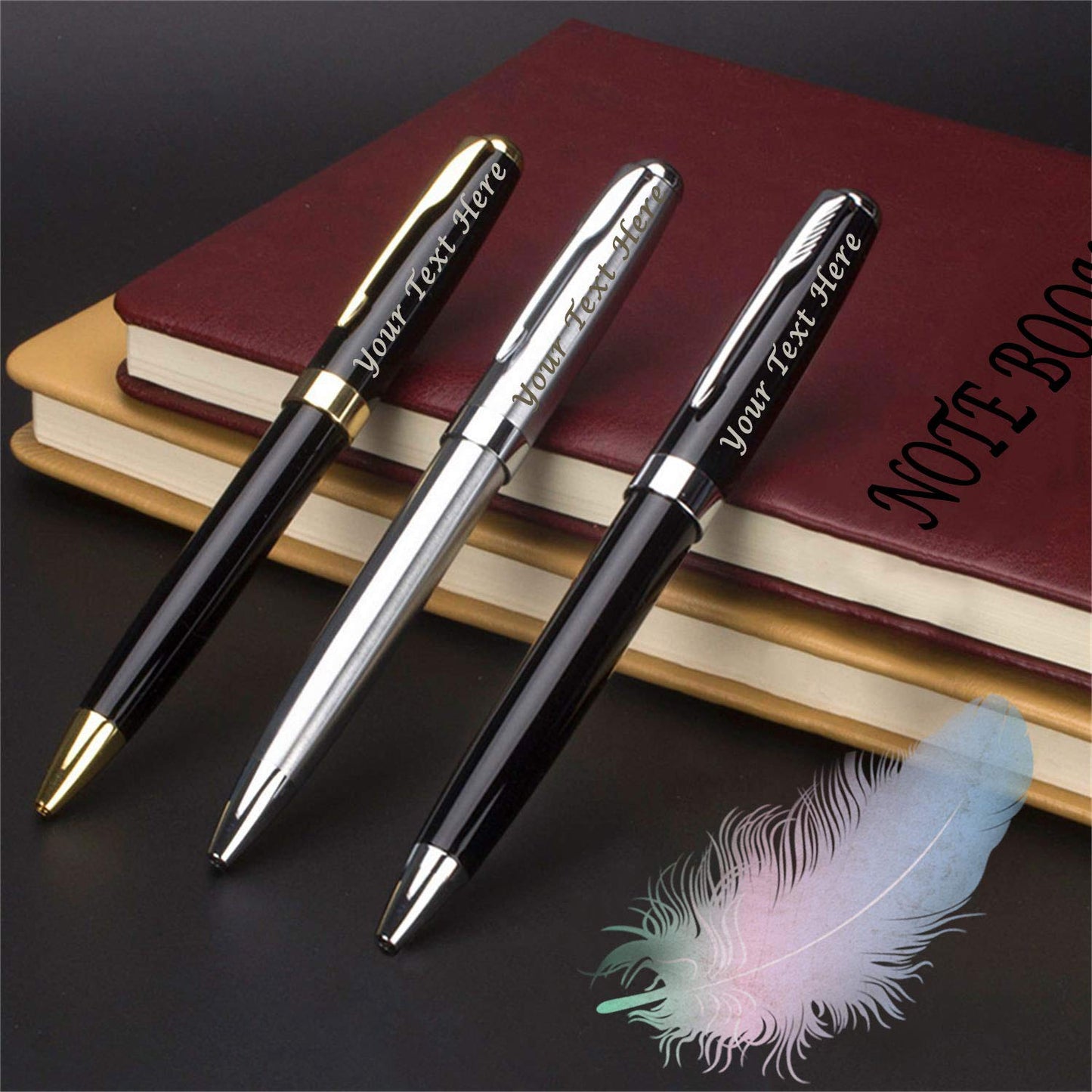 ABIsedrin Personalized Pens, Custom Engraved Pen Case for Men, Twist Action 0.7 Ballpoint Pens