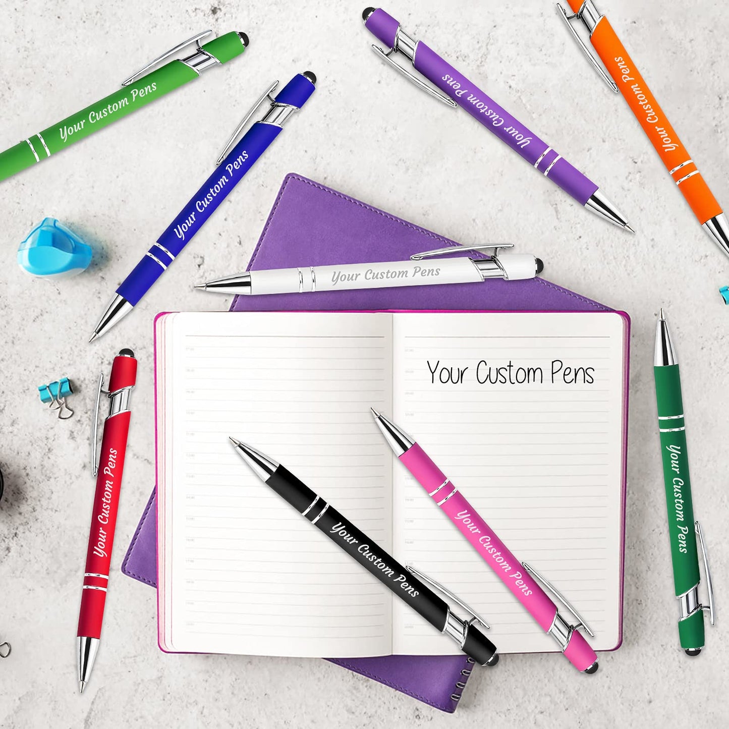 Personalized Custom Pens Bulk Free Engraving with Name Message Customized Ballpoint Pens Stylus for