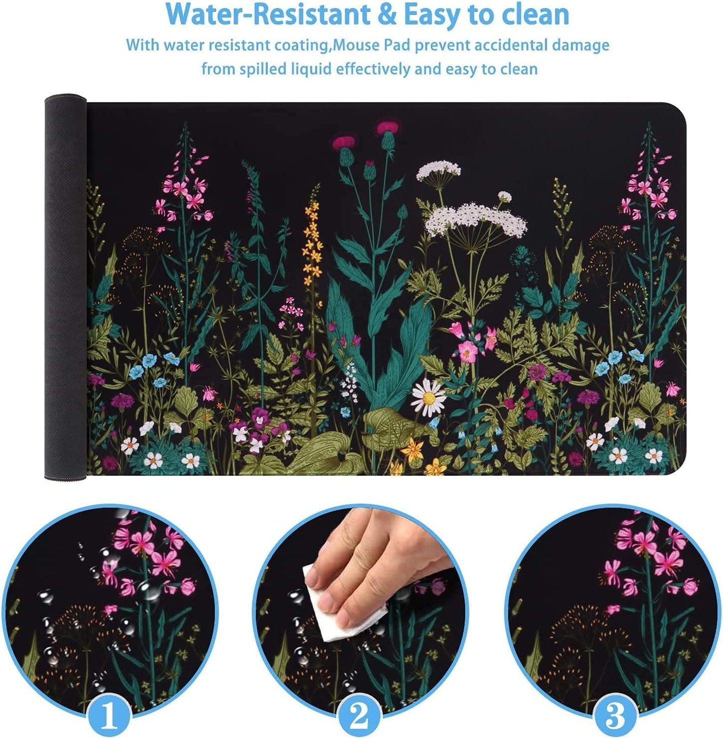 iCasso Desk Mat, Large Desk Mouse Pad for Desk,Home Office - Green Weeds