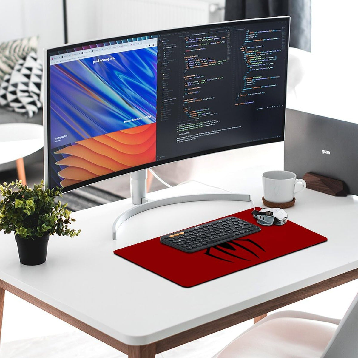 Keebik Gaming Mouse Pad, Spider Red Pattern Mouse Pad 11.8x23.6Inch Large Extended Computer Mouse
