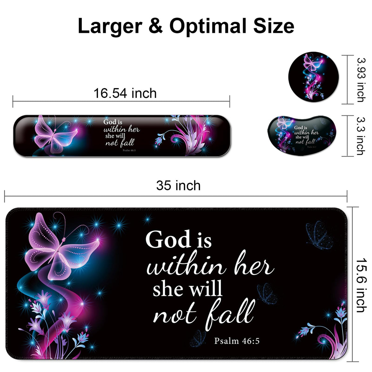 4 in 1 Mouse Pad and Keyboard Wrist Rest,Large Desk Mat,Coaster Set-Purple