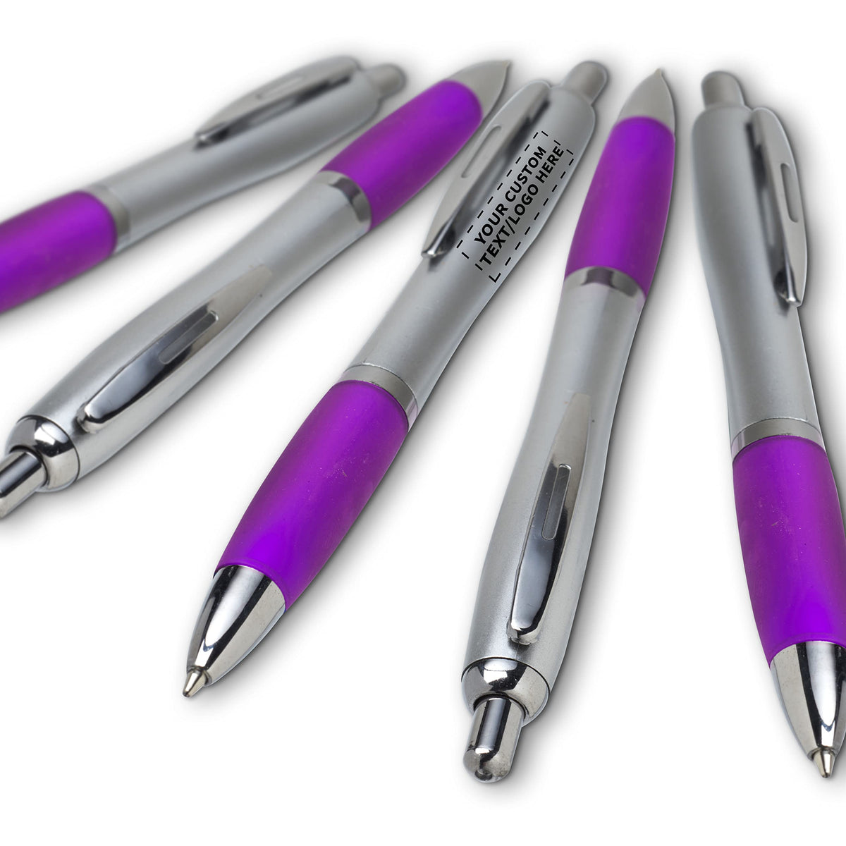 Personalized Ballpoint Pens with Rubber Grip and Click Button, Pack of 10 by DISCOUNT PROMOS
