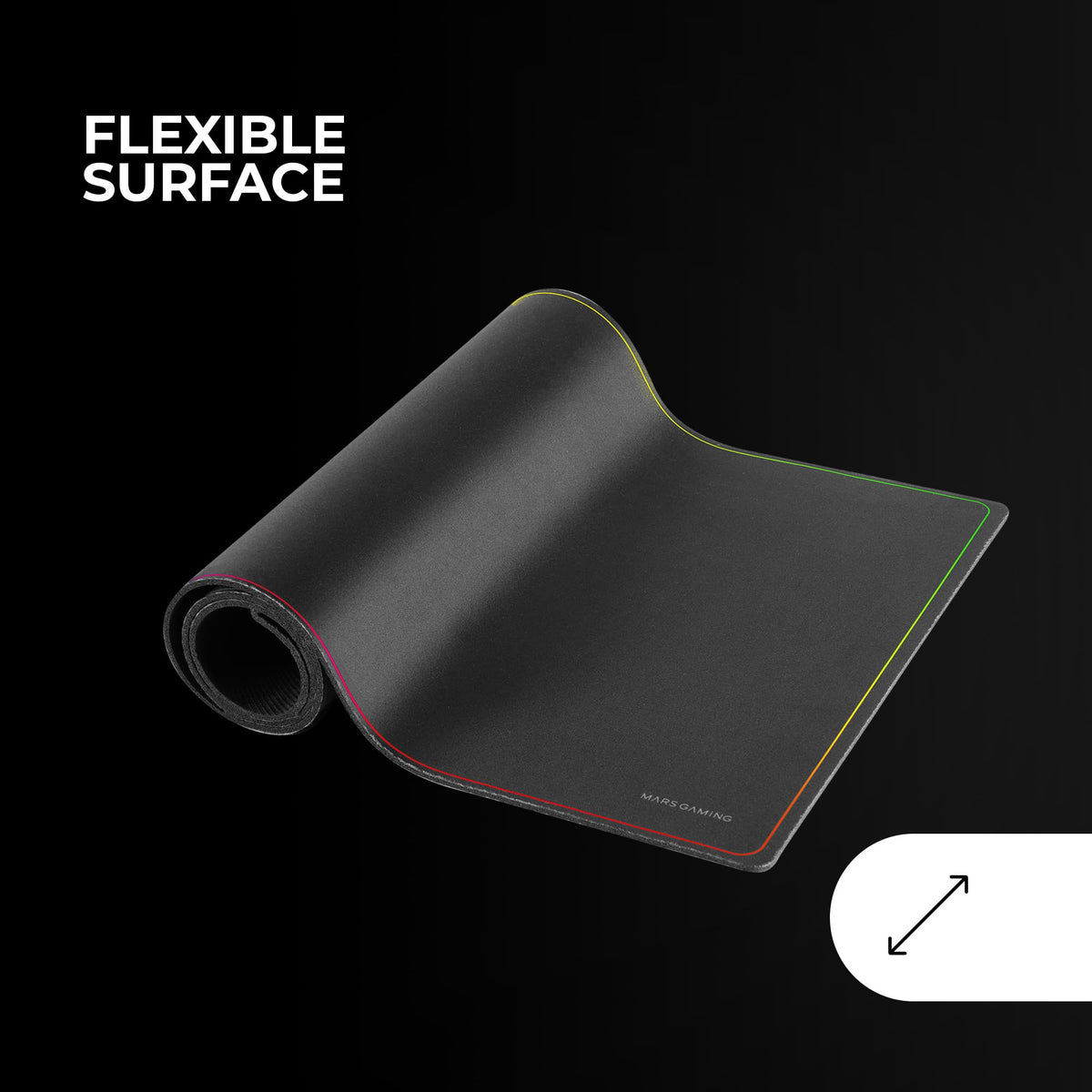MARSGAMING MMP224, XXL Gaming Mat 880 x 330 mm, Rainbow Edges Design, Natural Rubber Non-Slip Base