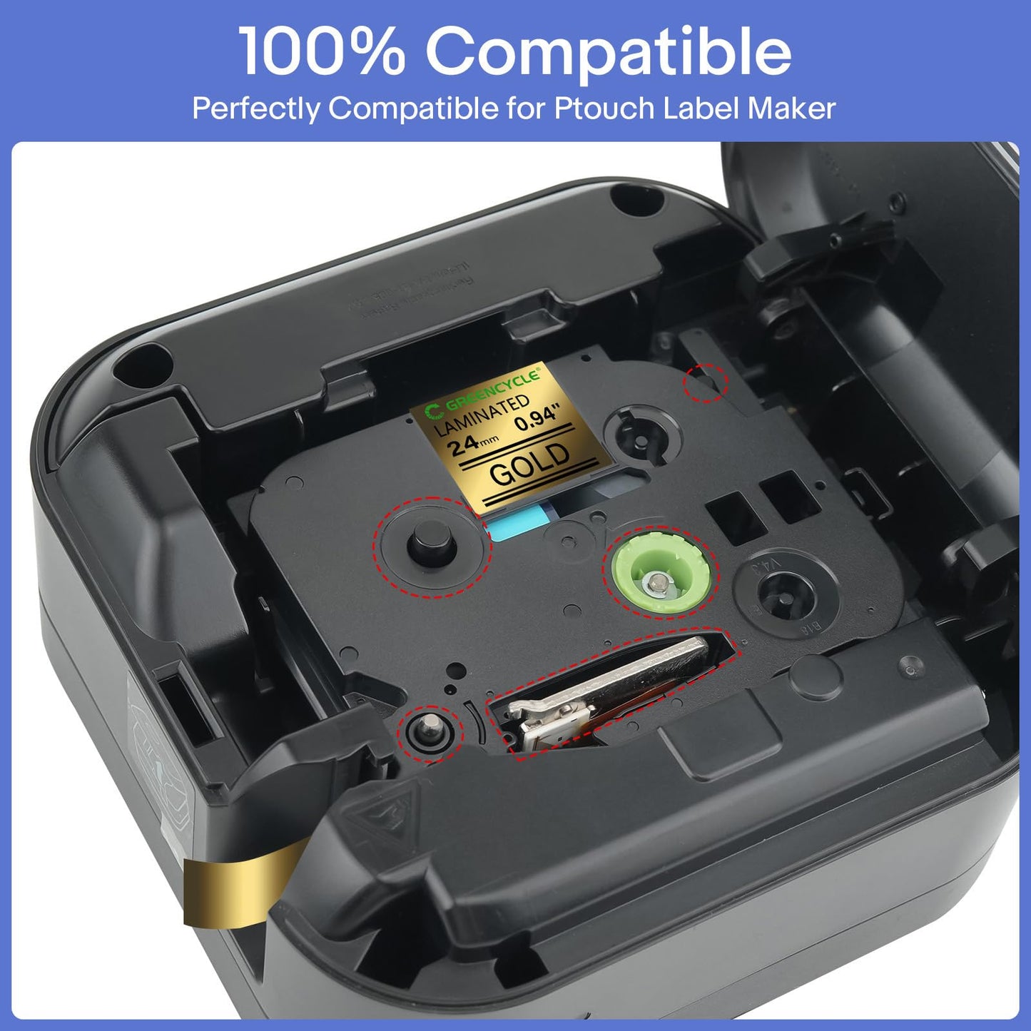 Compatible for Brother P Touch Label Maker Tape 24mm 0.94 Laminated Gold