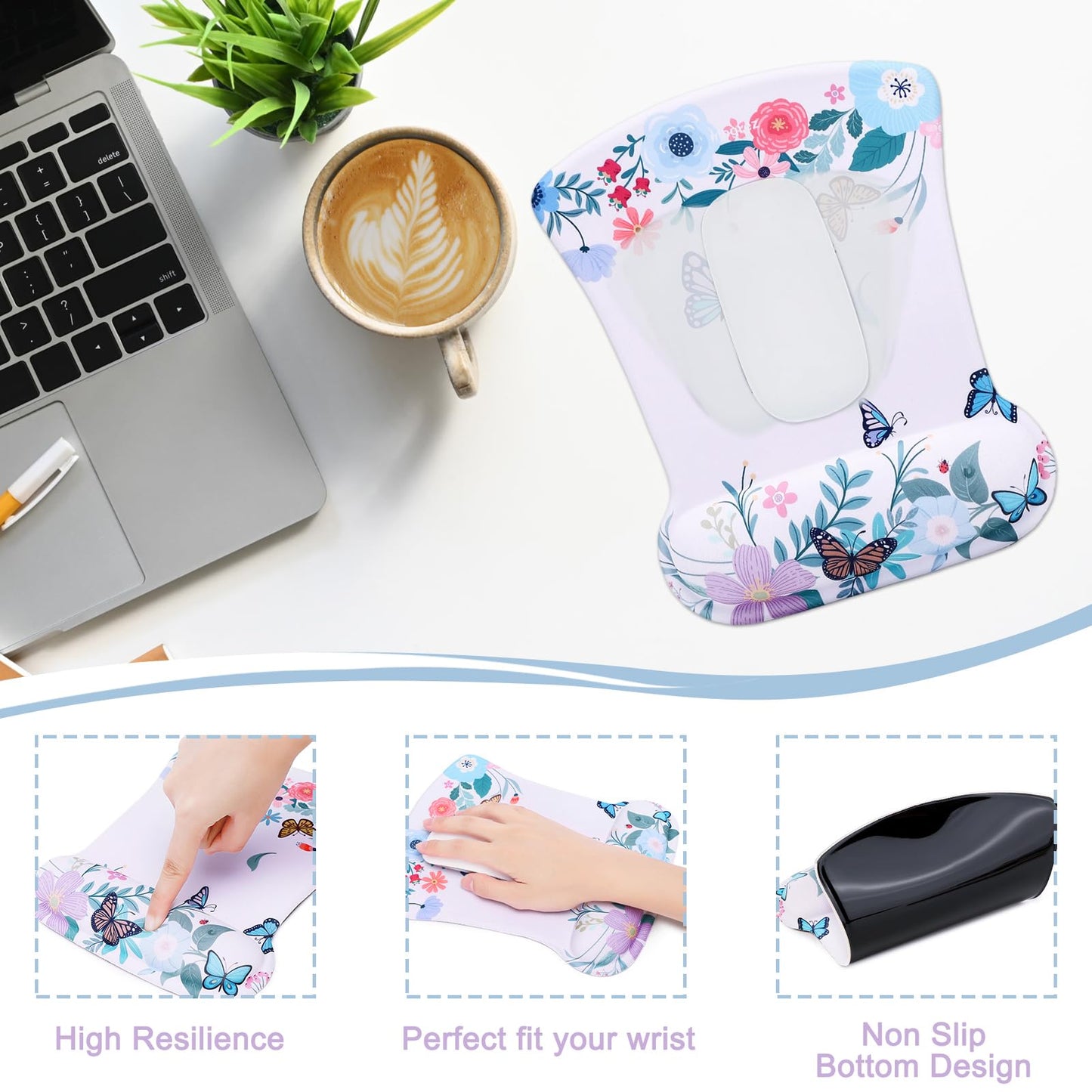 MEGREZ Ergonomic Memory Foam Mouse Pad with Wrist Rest
