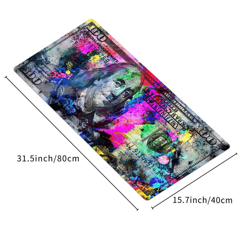 Reateforin Rainbow 100 Dollar Bills Money Gaming Mouse Pad Hundreds of US Dollar Currency Non-Slip