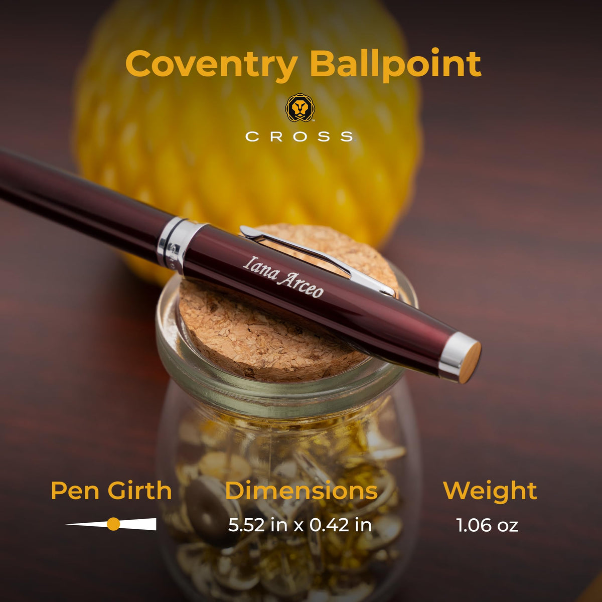 Cross Coventry Personalized Ballpoint Pen in Red Lacquer with Chrome Trim