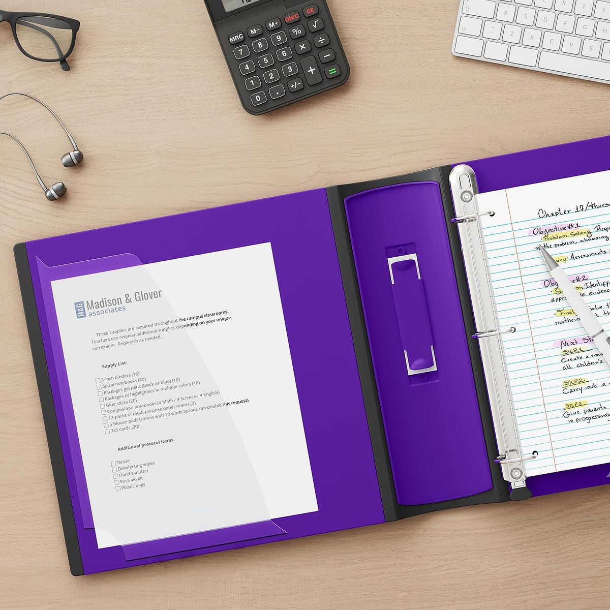 Staples Better Binder, 2 Inch D-Ring, Purple, 540 Sheets, 2-Pack