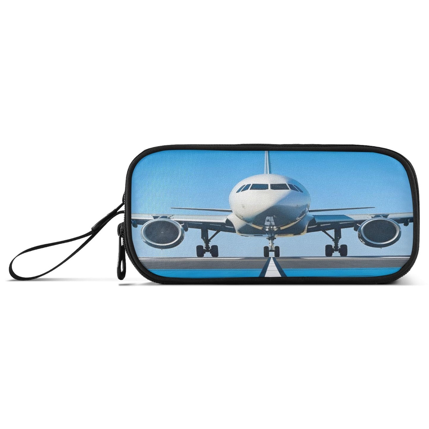 BOENLE White Airplane Aircraft Pencil Case Box Boys Girls Large Pencil Pouch Zipper Compartments