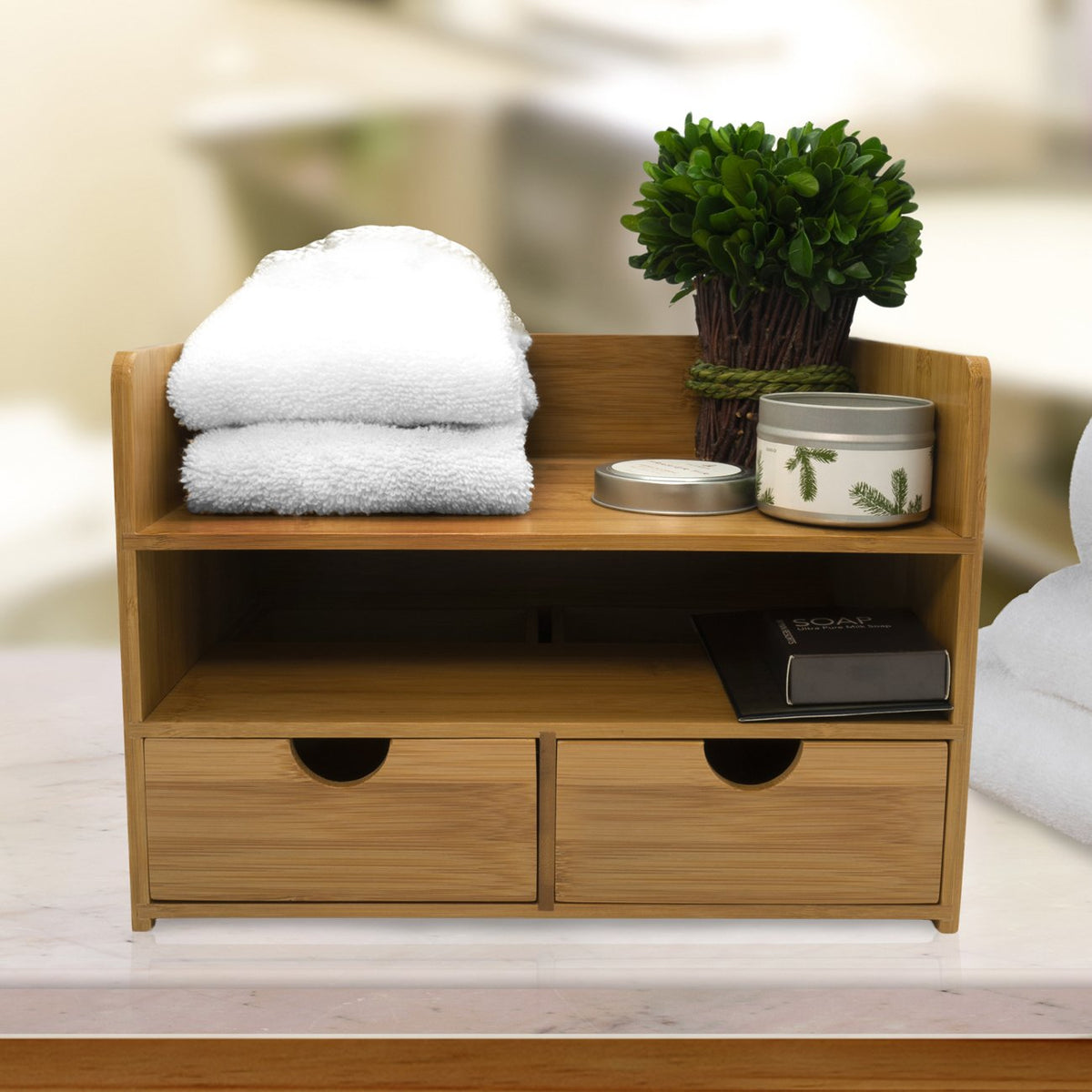 Sorbus Bamboo Desk Organizer - 3-Tier 100% Bamboo Desktop Organizers – Mini Bamboo Desk Drawer