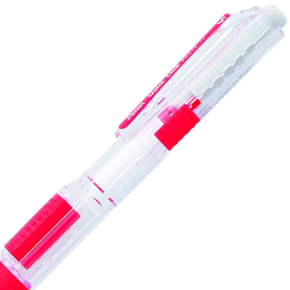 Pentel QUICK CLICK Mechanical Pencil (0.5mm), Red Barrel, Box of 12 Pencils (PD215B)
