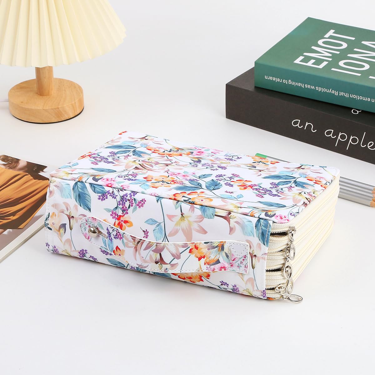 Lbxgap 200 Slots Pencil Case 4-Layer Zipped Holder w/Handle
