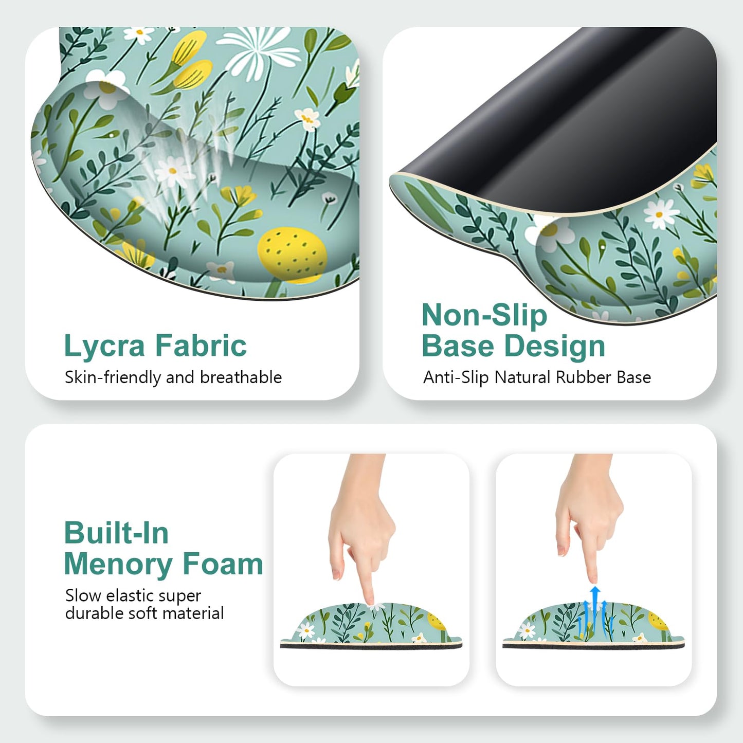 Floral Desk Mat, 4in1 Large Mouse Pad with Wrist Rest, Desk Matt for Desktop, Desk Pad Mat