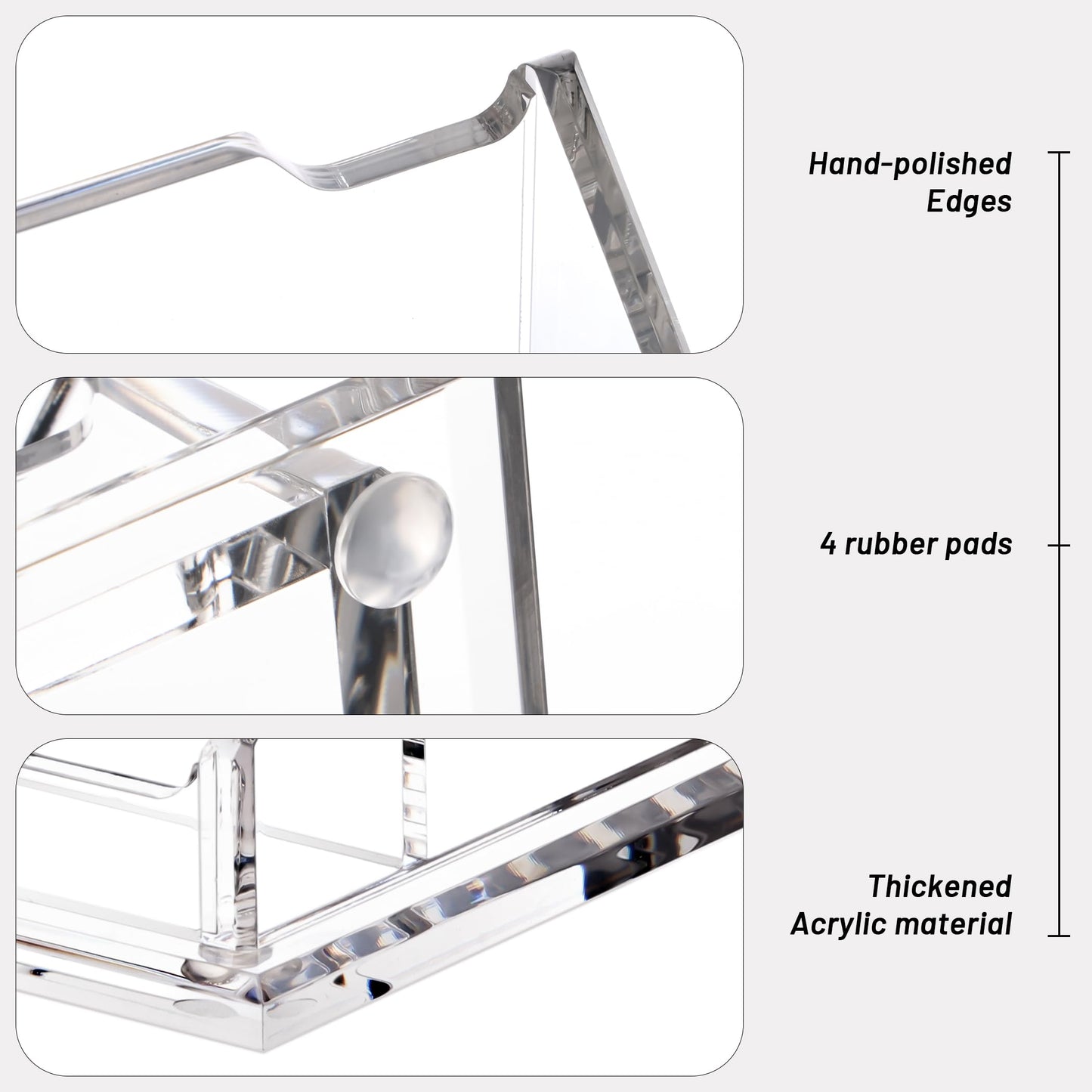 HeZone Business Card Holder for Desk, Acrylic Business Card Organizer , Multiple 6 Slots 3 Tier