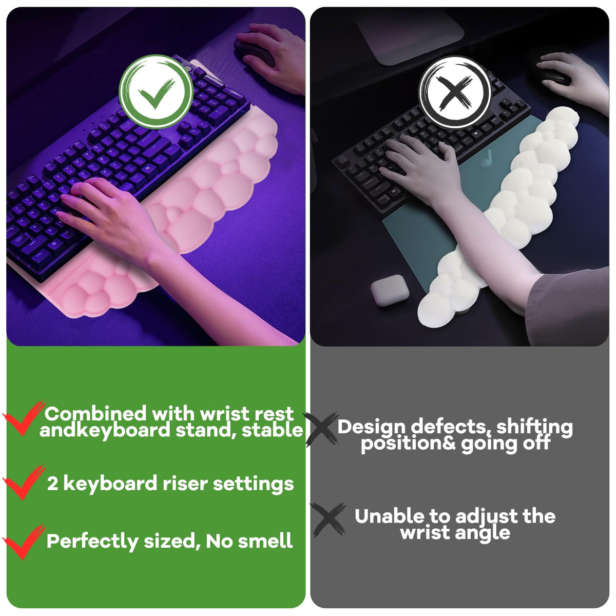 Wrist Rest with Keyboard Stand, Ergonomic Computer Wrist Support Pad