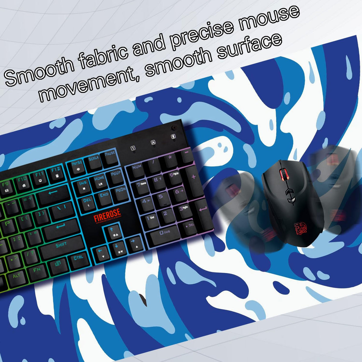 Fluid Pattern XXL Mouse Pad, Thick Waterproof Desk Mat with Stitched Edge