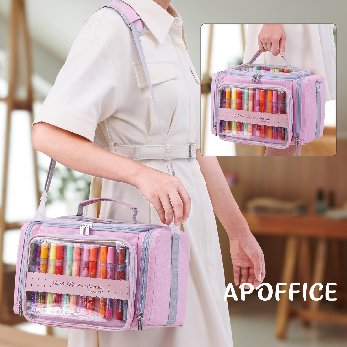 APOFFICE Marker Storage Organizer Case for 180–300 Markers with Dividers