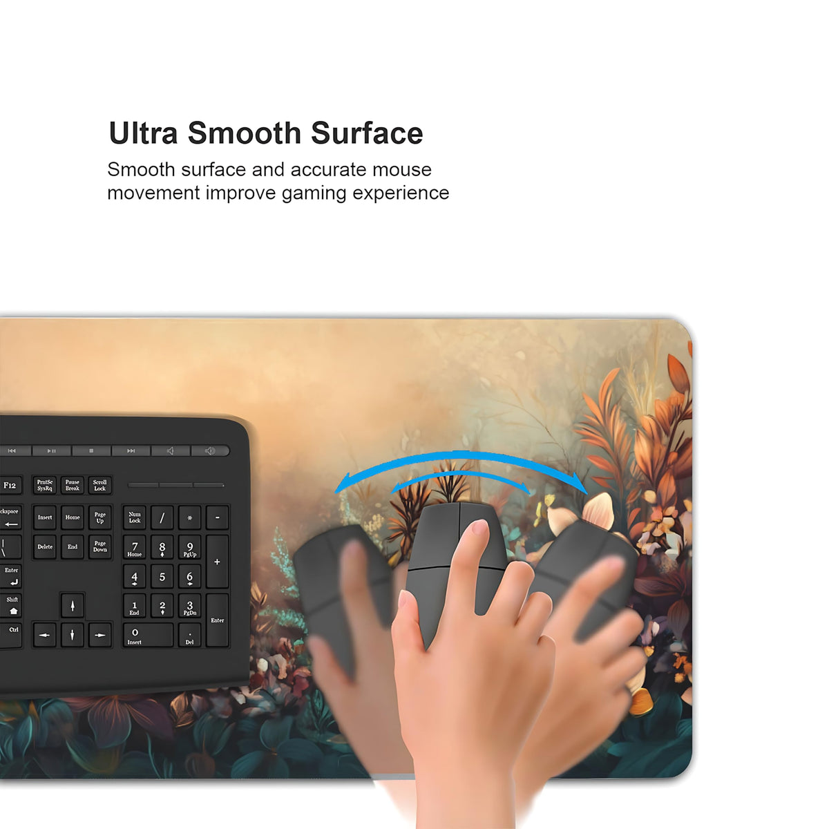 Floral Aesthetic Azalea Gaming Mouse Pad, Earth Tone Dreamy Desk Mat with Anti-Slip Base & Stitched