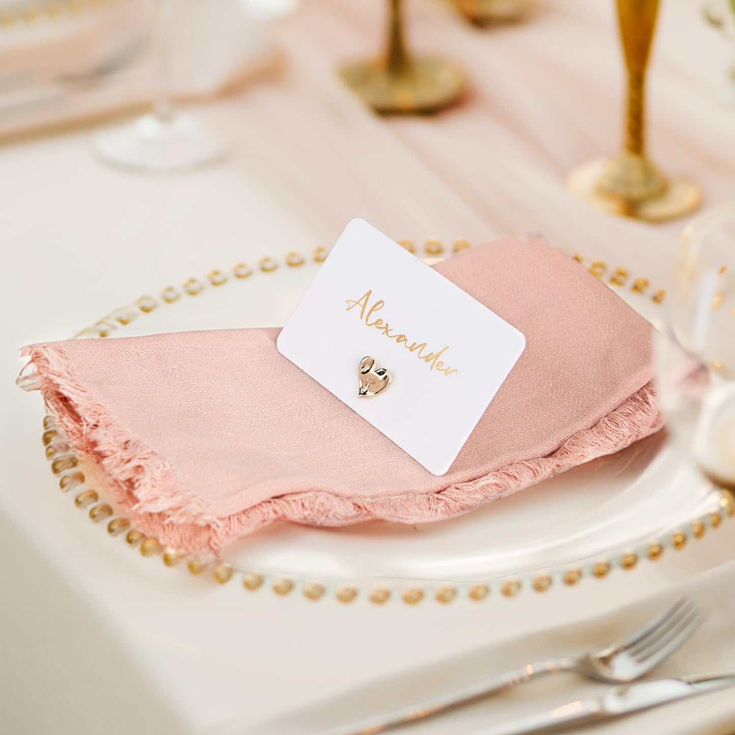 UNIQOOO 24Pcs Decorative Gold Love Heart Place Card Holders Bulk, Romantic Name Card Stands Set