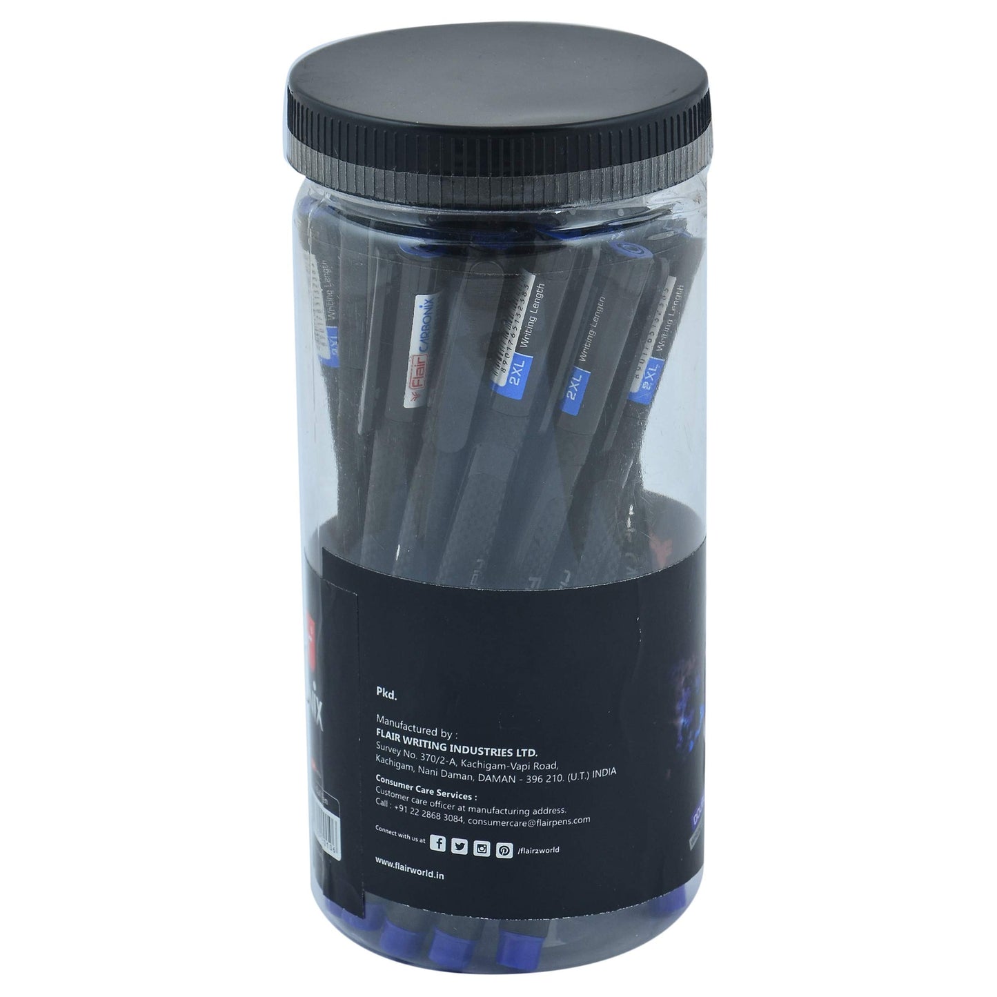 FLAIR Carbonix 0.7mm Ball Pen Jar Pack | Liquid Ink Light Weight Pen | Comfortable Grip With Extra