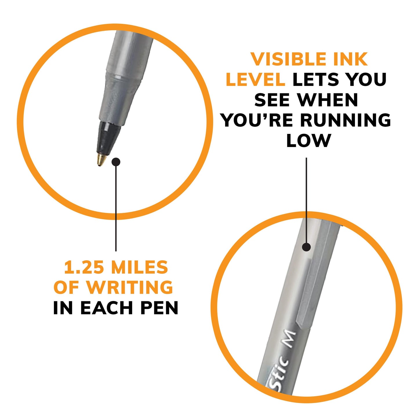BIC Round Stic Xtra Life Ballpoint Pen, 1mm Medium Point, Pack of 240