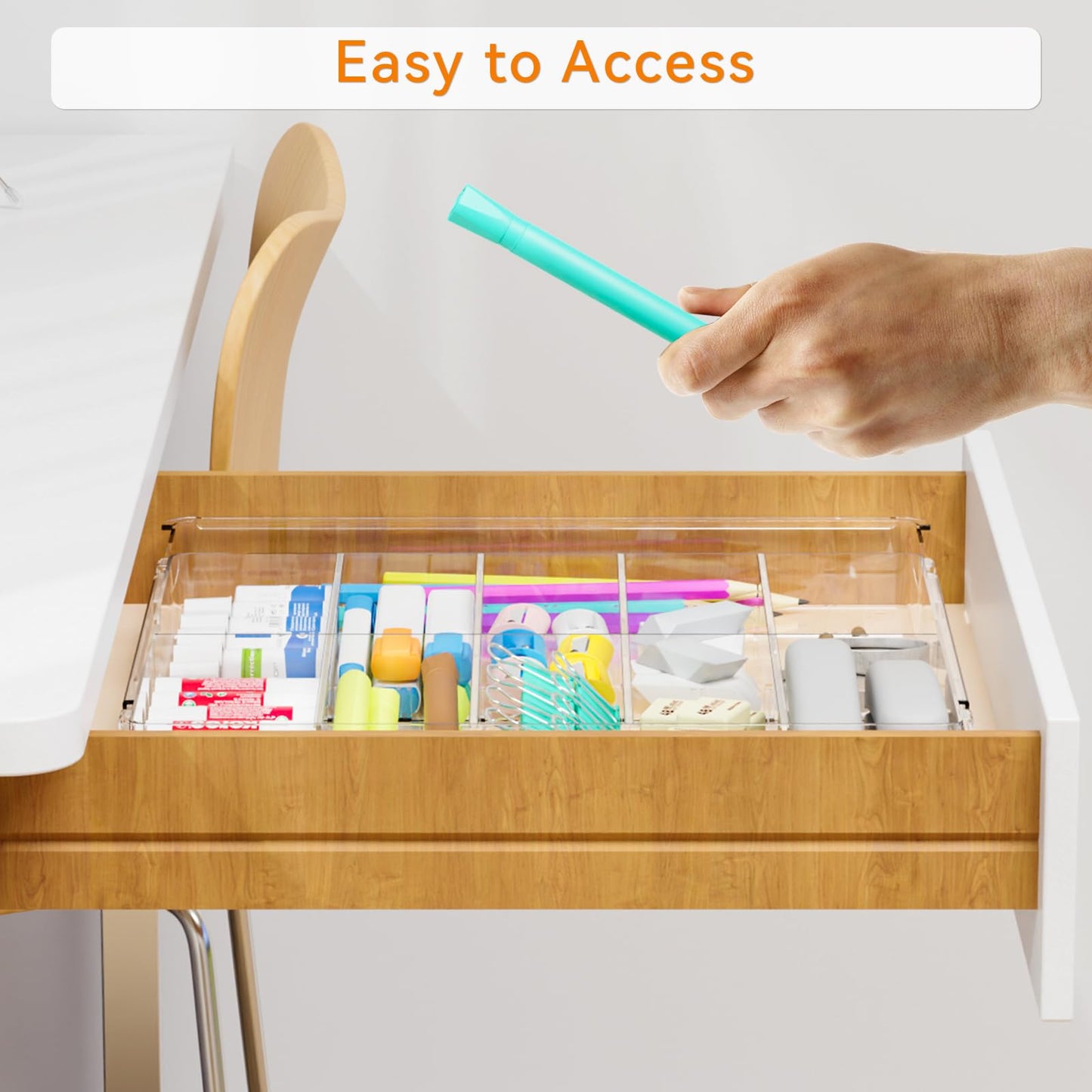 Yieach Large Expandable Desk Drawer Organizer Tray for Office Supplies and Accessories With 12