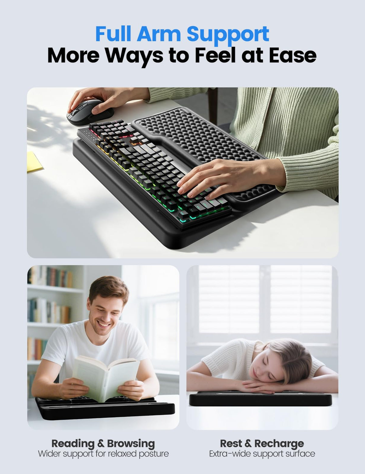 Vaydeer Extra Large Keyboard Stand with Wrist Rest, Ergonomic Wrist Support