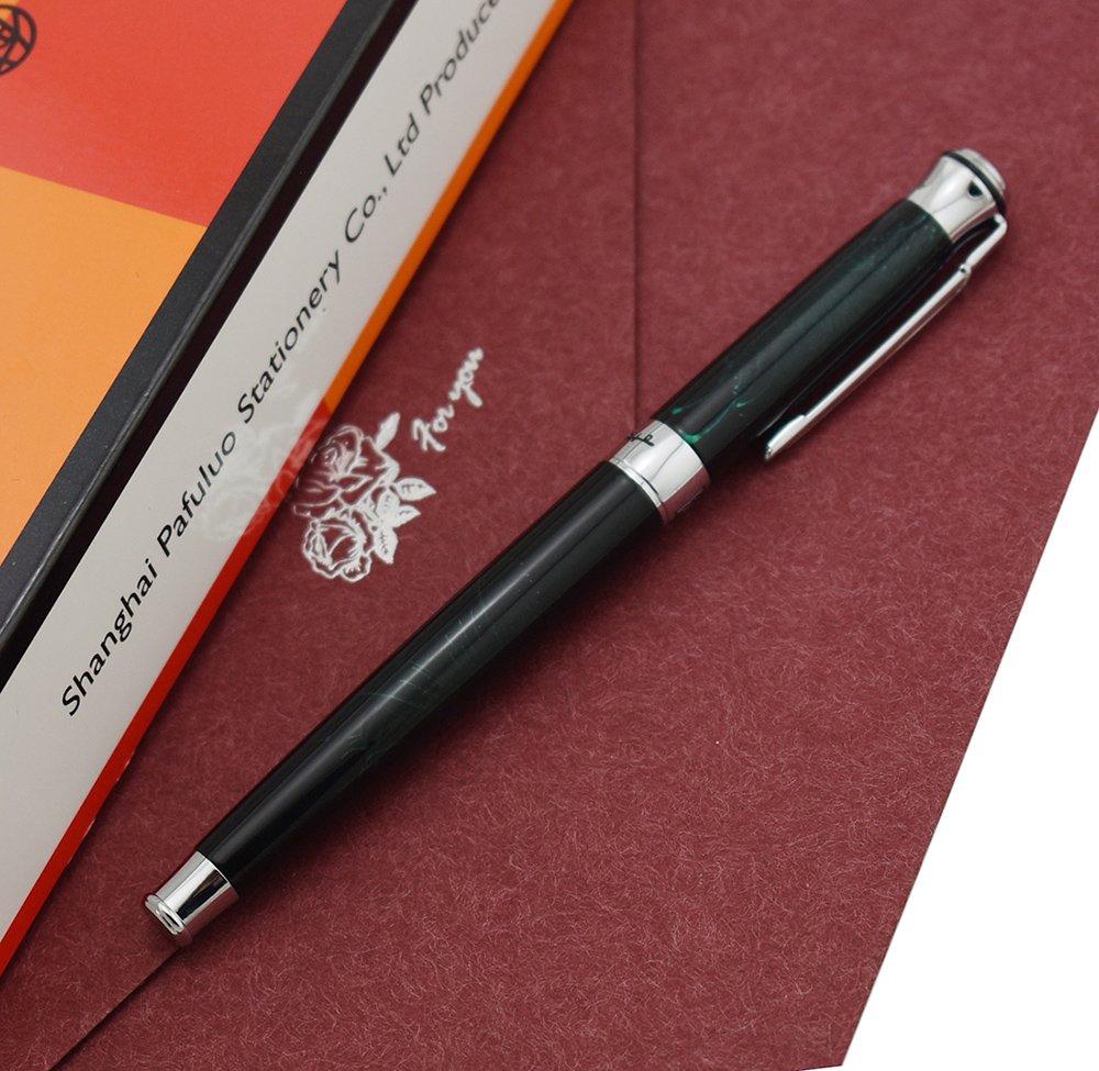 Lanxivi Picasso 903 Fountain Pen Green Marble Fine Nib Sweden Flower King with Pen Box Set