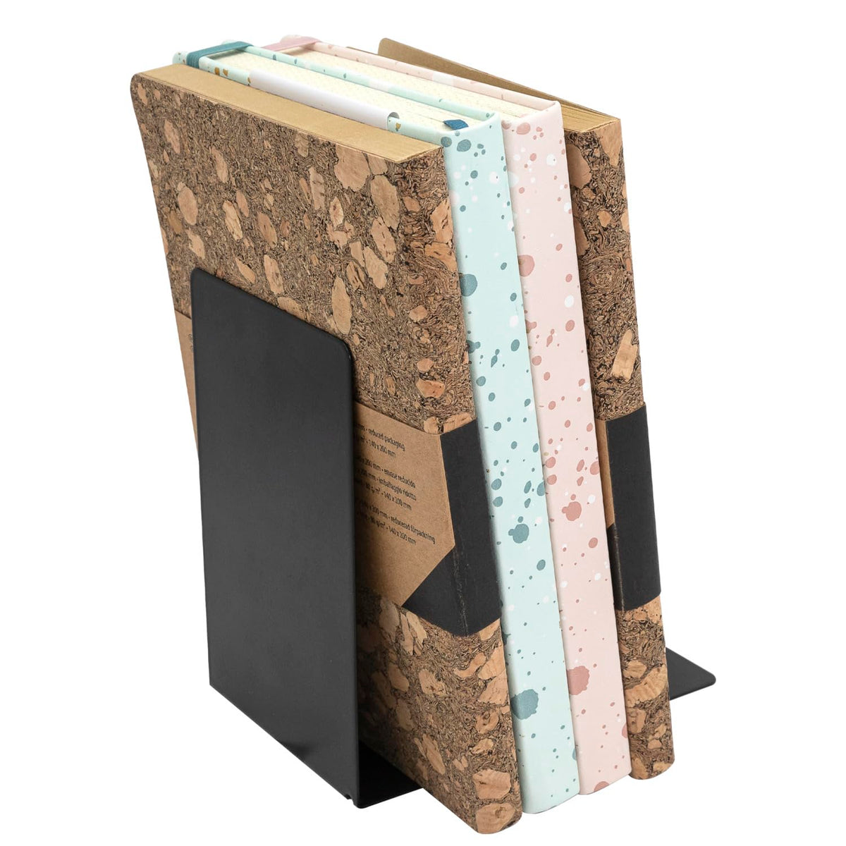 Idena 10843 Bookends Metal Black 4 Book Stands 14 x 14 x 8.5 cm Book Holder for Bookshelves