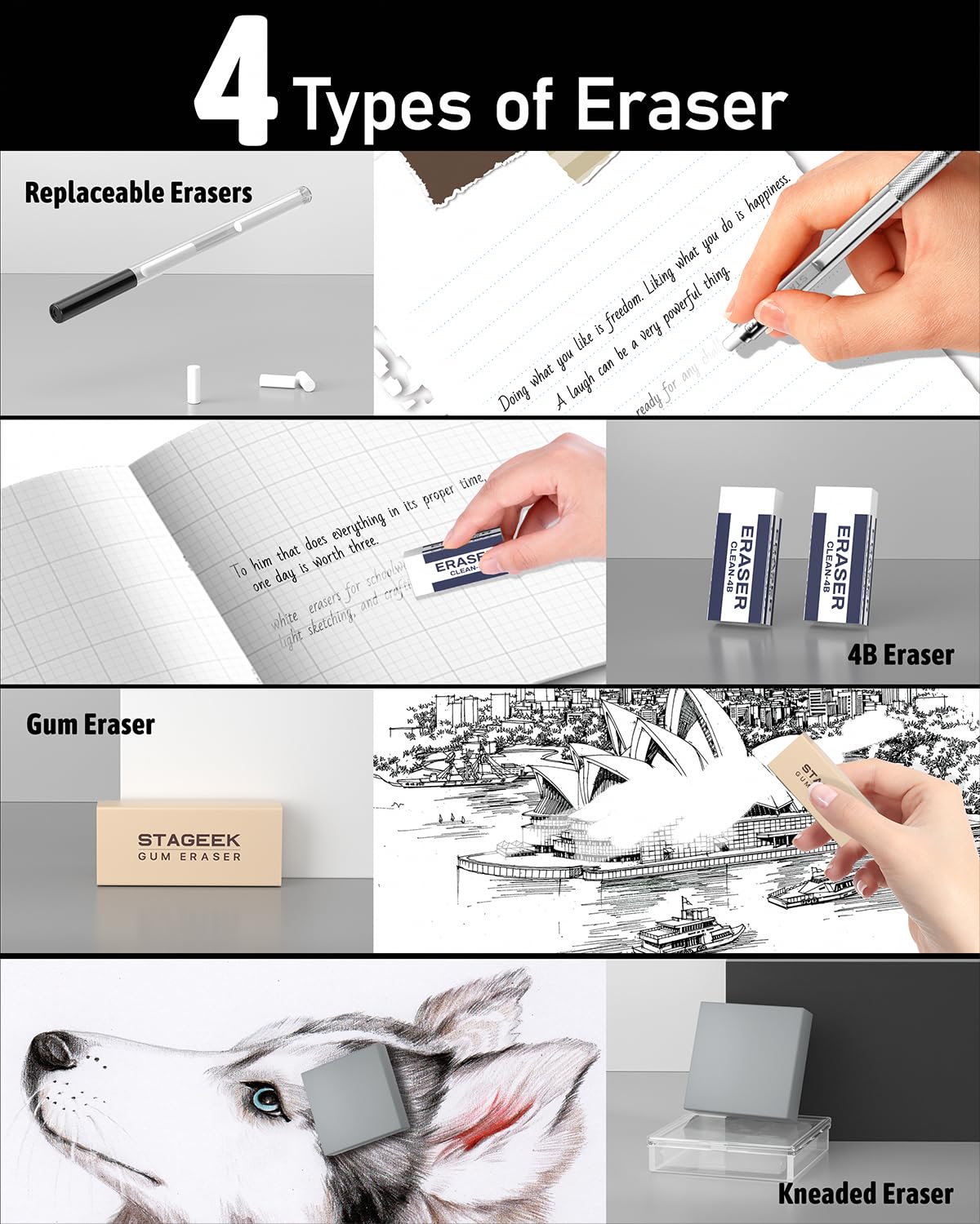 STAGEEK 21PCS Metal Mechanical Pencil Set, 0.3, 0.5, 0.7, 0.9, 2mm, Black