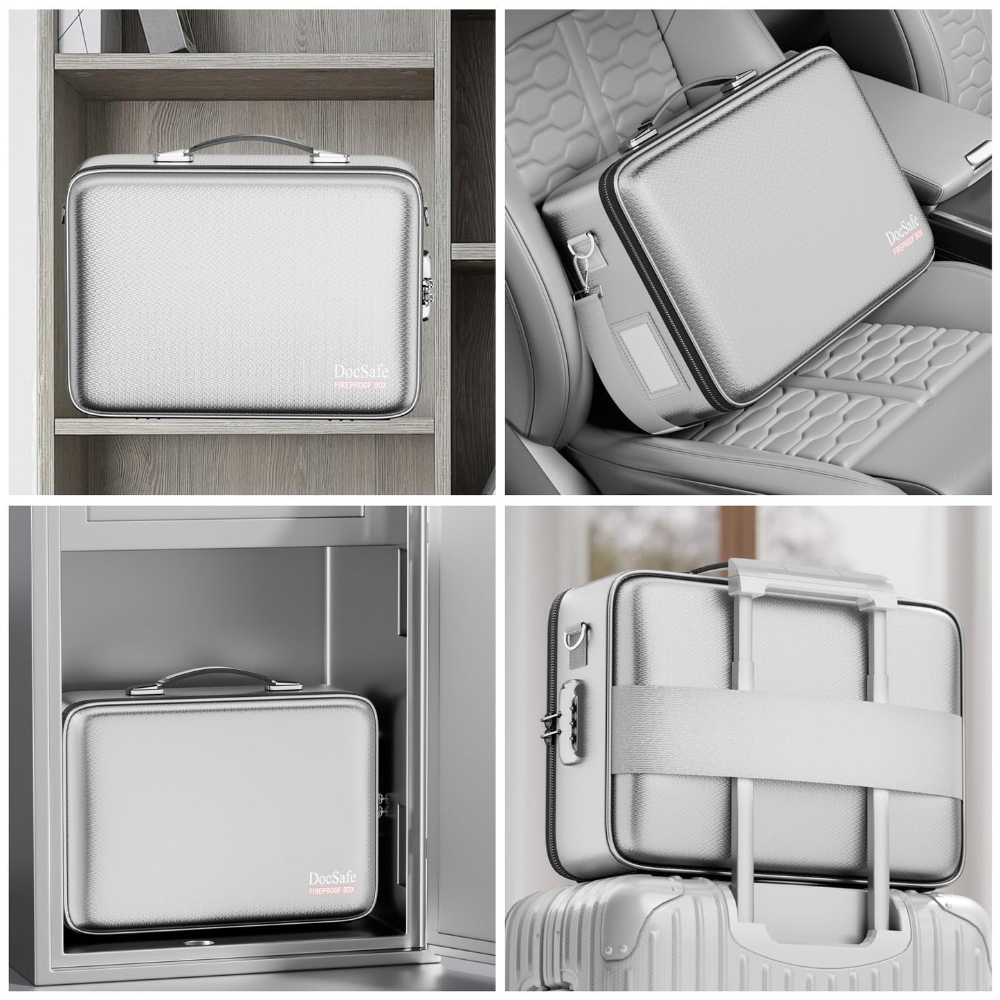 DocSafe Fireproof Document Box Hard Case with Lock & Accordion File Folder