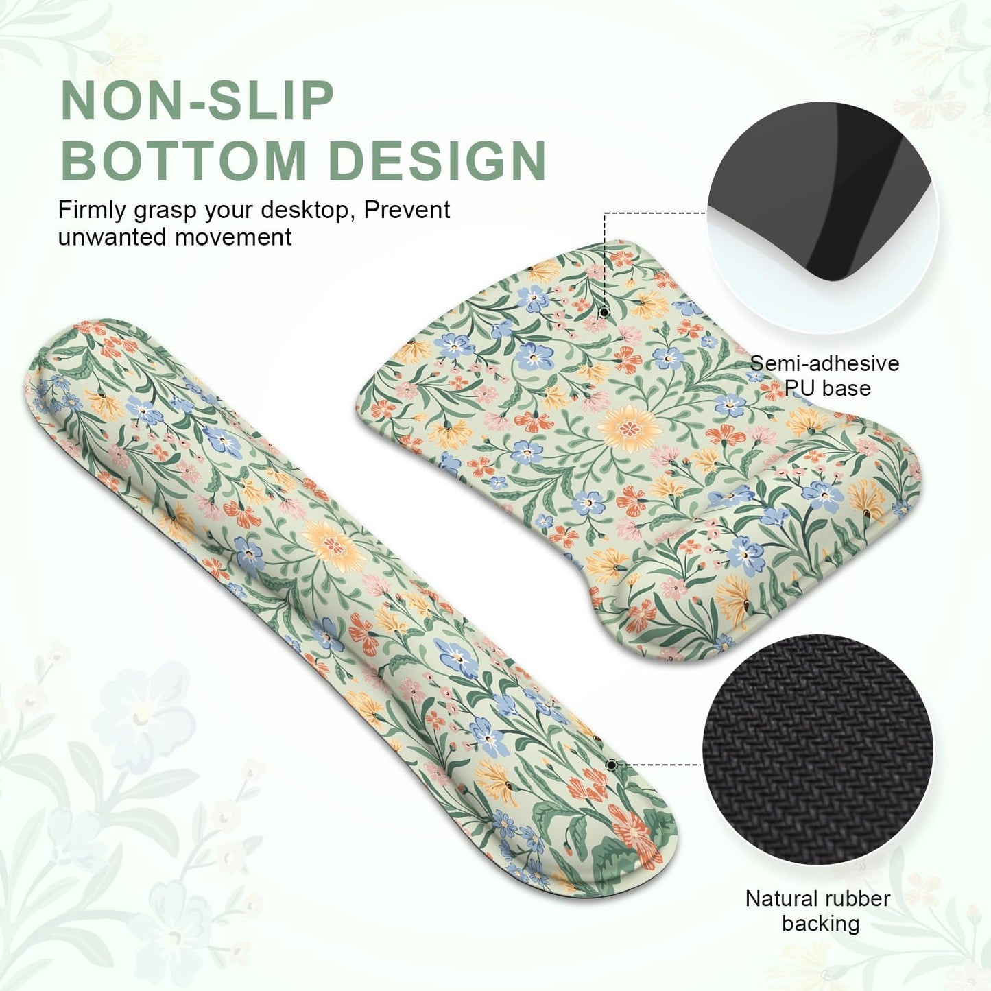 iCasso Ergonomic Mouse Pad, Keyboard Wrist Rest, Memory Foam Mousepad with Wrist Support, Easy