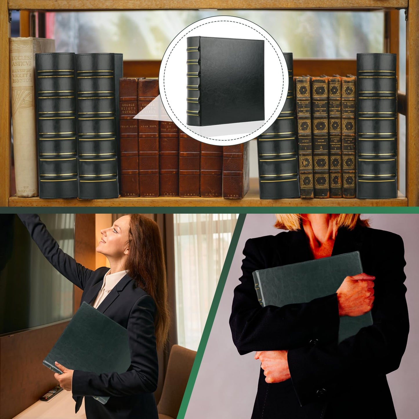 LETVPVOW Vintage Hardback 3 Ring Binder 2 Inch, Professional Leather Binder 3 Ring, Three Ring