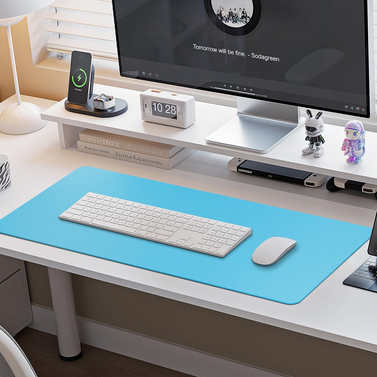 Boutilon Leather Desk Pad Protector,Non-Slip Mouse Pad,Laptop Desk Pad,Office Mouse Mat,Waterproof