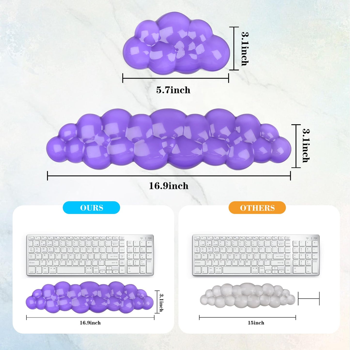 Gel Cloud Keyboard and Mouse Wrist Rest, Cute Wrist Support and Arm Support Keyboard Rest for
