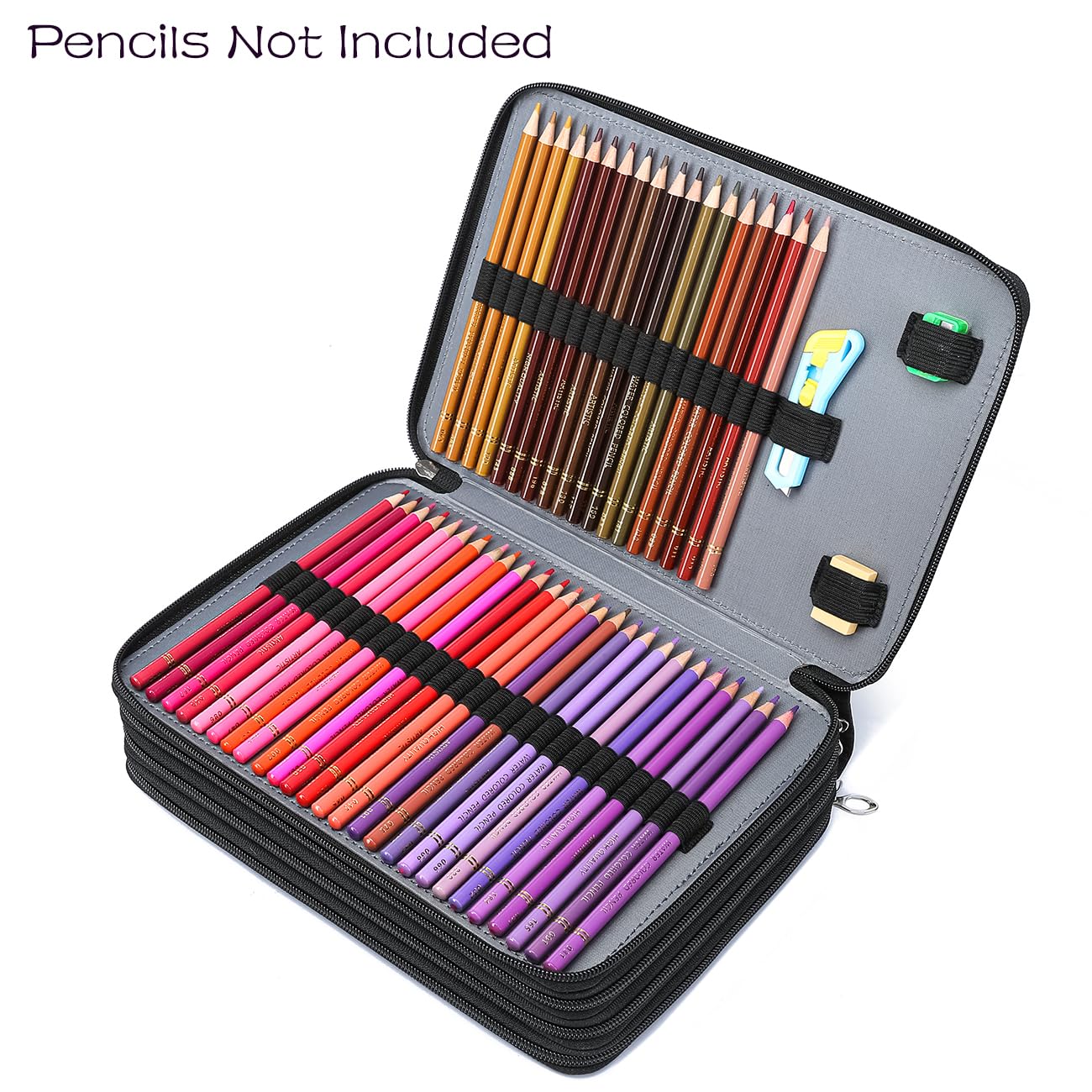 YOUNGCOL 200 Slots Colored Pencil Case Holder Large Capacity Color pencil organizer Storage (Black