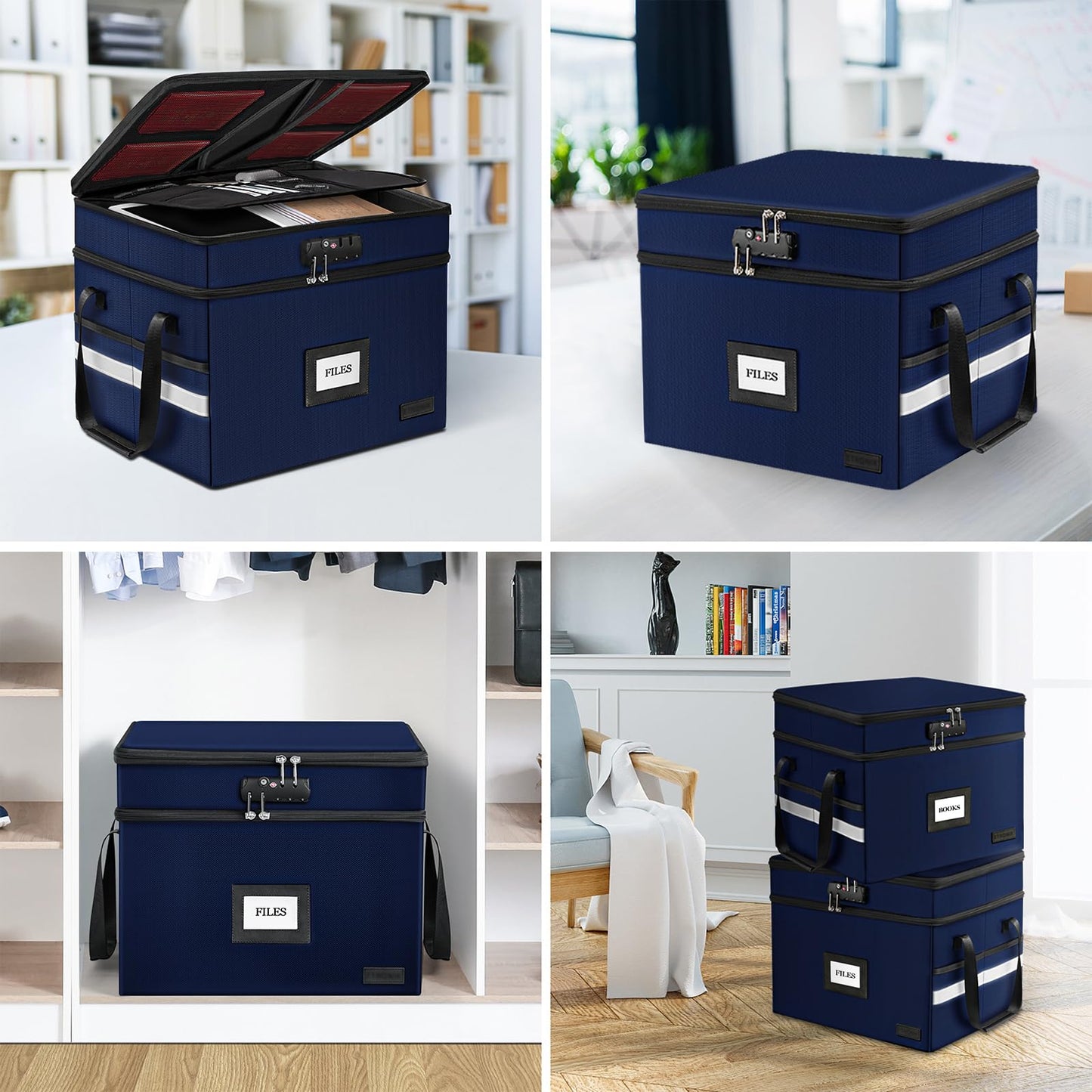Fireproof File Oganizer with Lock, 2 Layer Fireproof Document Box Storage
