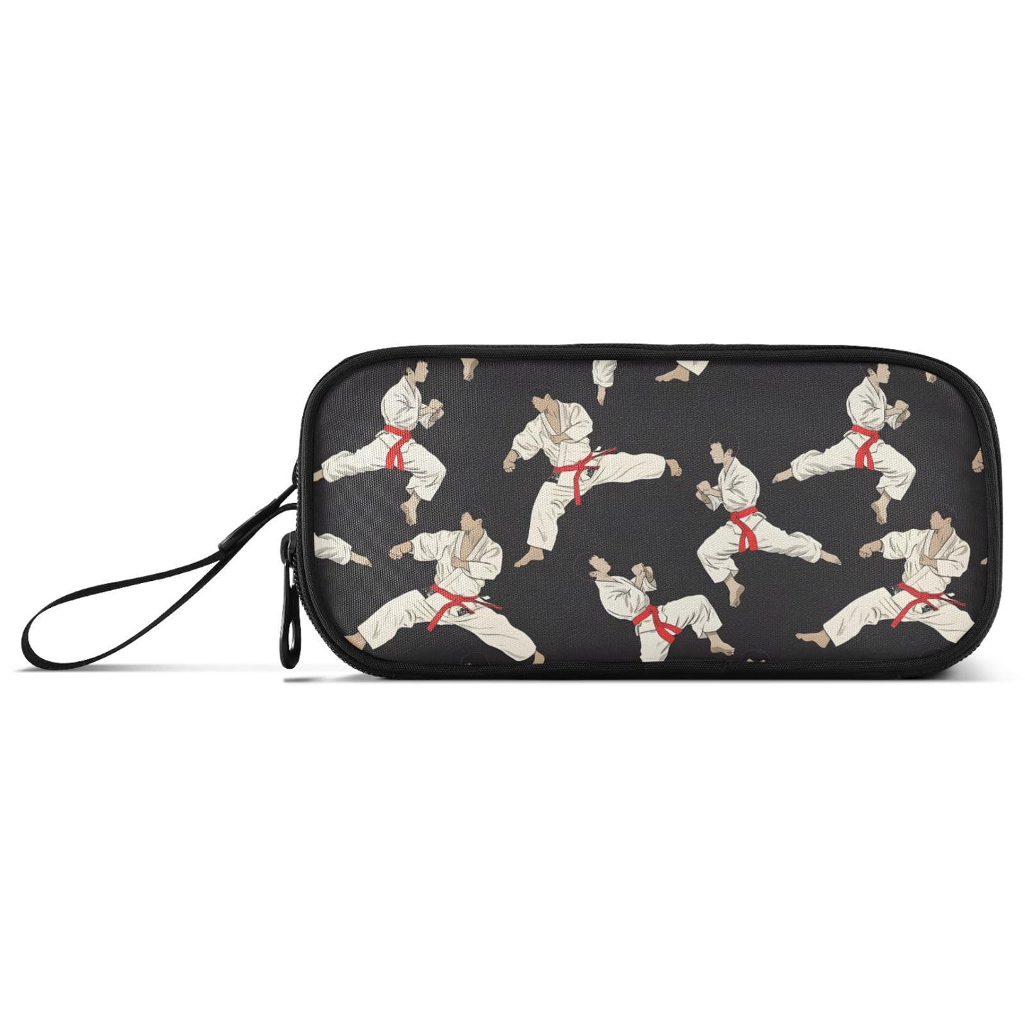 BOENLE Karate Black Background Pencil Case Box Boys Girls Large Pencil Pouch Zipper Compartments