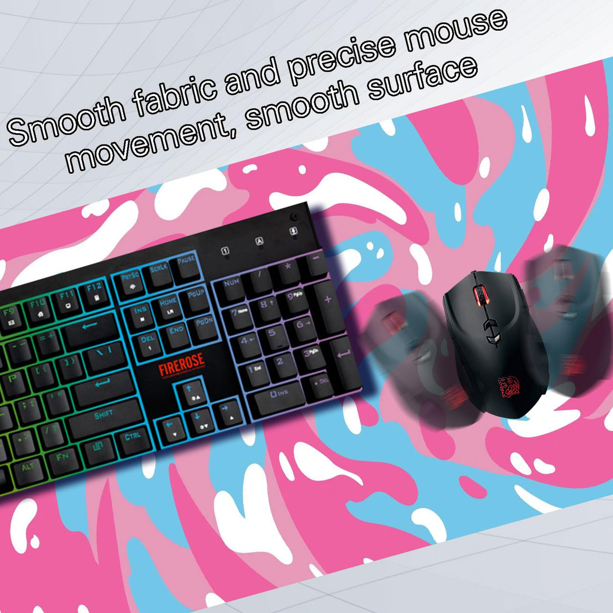 Fluid Pattern XXL Mouse Pad, Thick Waterproof Desk Mat with Stitched Edge
